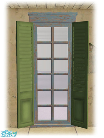 Sims 2 — Single Shutt Window - Frame Worn Blue by Shakeshaft — Part of the second set of recolours of the Bourbon St