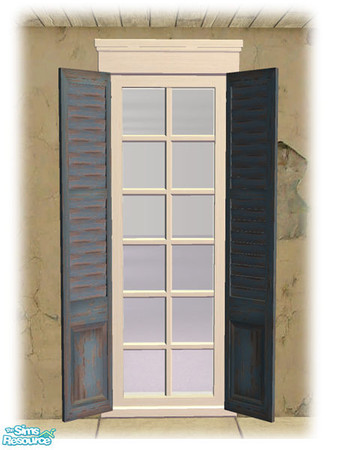 Sims 2 — Single Shutt Window - Shutters Worn Blue by Shakeshaft — Part of the second set of recolours of the Bourbon St