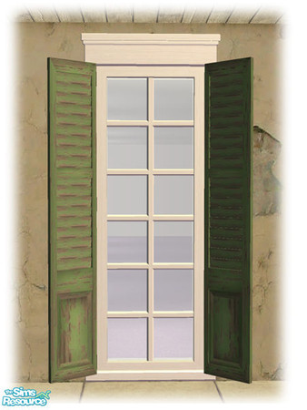Sims 2 — Single Shutt Window - Shutters Worn Green by Shakeshaft — Part of the second set of recolours of the Bourbon St