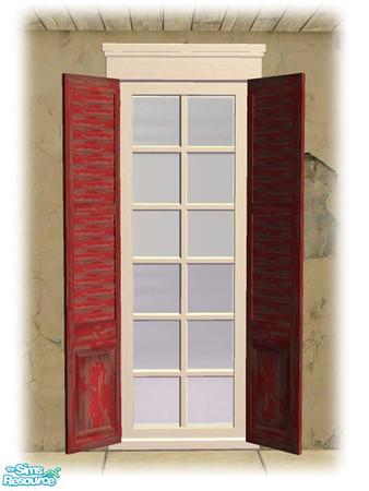 Sims 2 — Single Shutt Window - Shutters Worn Red by Shakeshaft — Part of the second set of recolours of the Bourbon St