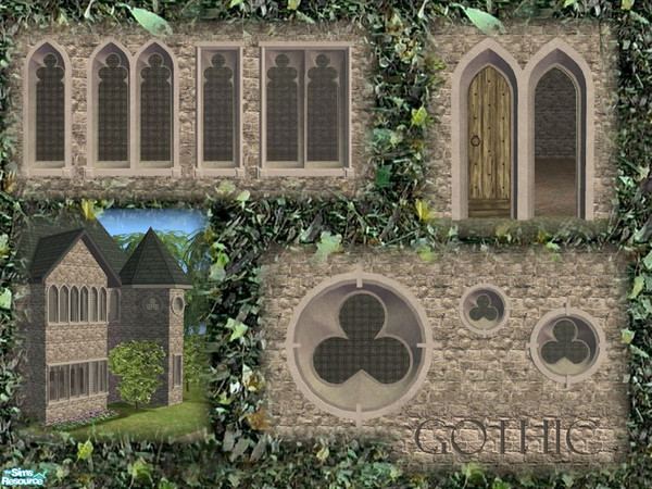 Sims 2 — Gothic Windows and Doors by Cyclonesue — Stone deep-carved windows, doors and arches in Gothic style. Make