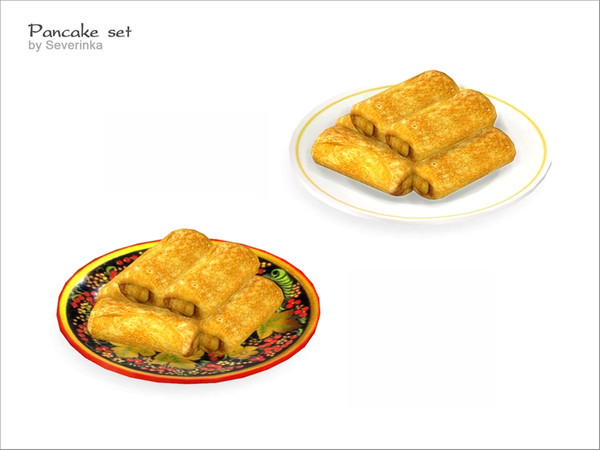 Sims 4 — Pancakes stuffed on the plate by Severinka_ — Pancakes stuffed on the plate of a set 'Pancake set' To decorate