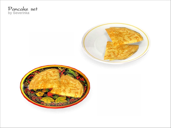 Sims 4 — Two quarter pancake on the plate by Severinka_ — Two quarter pancake on the plate of a set 'Pancake set' To