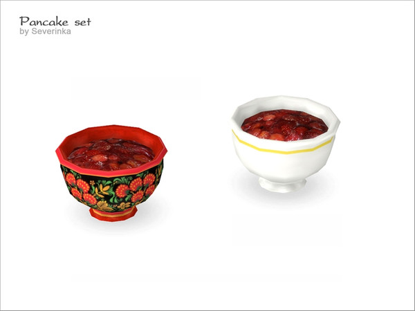 Sims 4 — Pialat with jam by Severinka_ — Pialat with jam of a set 'Pancake set' To decorate the kitchen or dining room 2