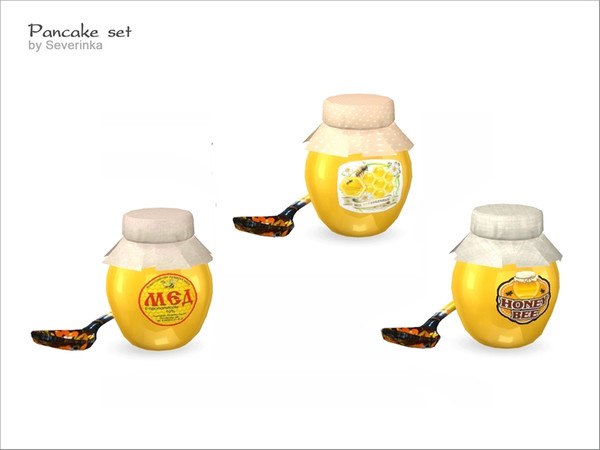 Sims 4 — Jar of honey with spoon by Severinka_ — Jar of honey with spoon of a set 'Pancake set' To decorate the kitchen