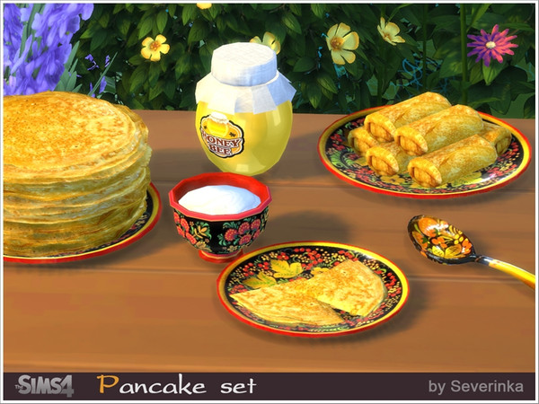 Sims 4 — Pancake set by Severinka_ — Set to decorate the kitchen or dining room in the Slavic style. The set includes