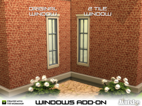 Sims 4 — Window Add-on Narrow Outlook 2x1 Single by Mutske — Part of the Window Add-on. Made by Mutske@TSR.