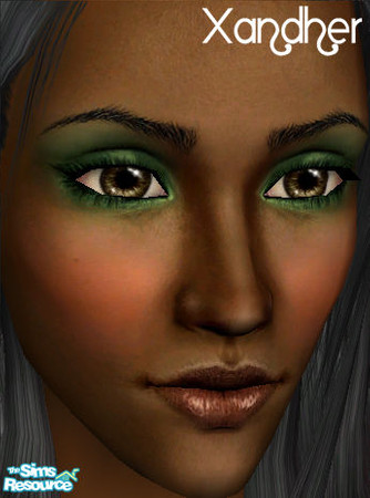 Sims 2 — Gemstone Eyeshadow - Nephrite by Xandher — This is a dramatic, intense emerald eyeshadow that looks great on