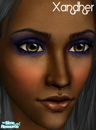 Sims 2 — Gemstone Eyeshadow - Lapis by Xandher — This is a dramatic, intense indigo eyeshadow that looks great on dark
