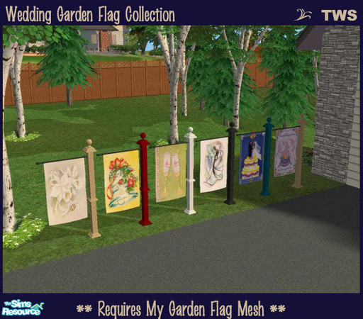 Sims 2 — Wedding Garden Flag Collection by wildstar24 — A set of 6 garden flags featuring wedding and marriage images -
