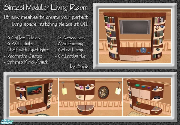 Sims 2 — Sintesi Modular Living Room - MESH Set by Spaik — Match pieces together to create your perfect living space. 13