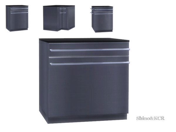 Sims 4 — Stainless Steel Kitchen - Counter by ShinoKCR — Stainless Steel Counter with 1 Drawer and 1 Door