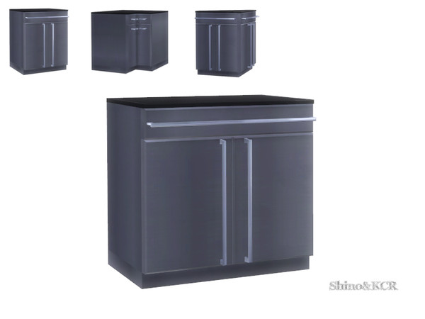 Sims 4 — Stainless Steel Kitchen - Counter2 by ShinoKCR — Stainless Steel Counter with Drawers