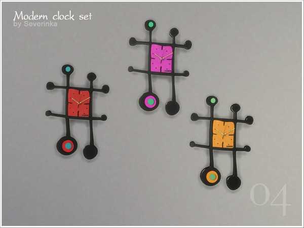 Sims 4 — Modern clock 04 by Severinka_ — Wall clock in modern style of the original form version 04 3 color