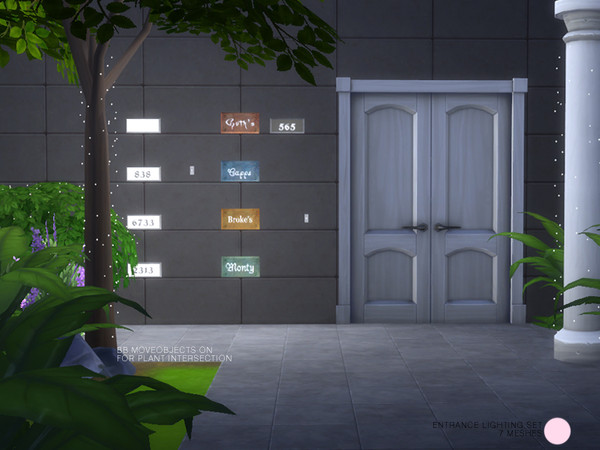 Sims 4 — Entrance Lighting Set by DOT — Entrance Lighting Set. Modern and Contemporary Metal and Glass Plate Lighting for