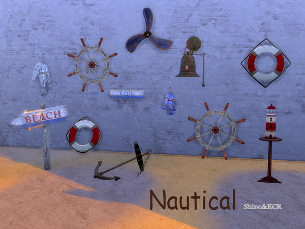 Sims 4 — Nautical  by ShinoKCR — Decoset with objects for a house at the Beach. You see a grunge, rusty Version and a