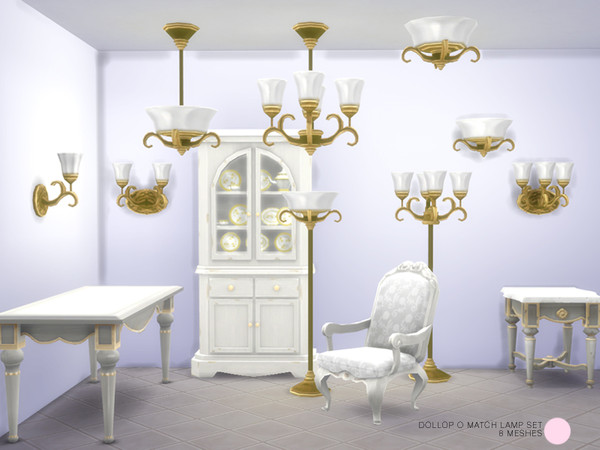 Sims 4 — Dollop O Match Lamp Set by DOT — Dollop O Match Lamp Set. Classic Ceiling, Floor and Wall Lamp Set. Modern and