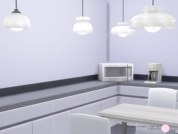 Sims 4 — Flower Power Lamp Set by DOT — Flower Power Lamp Set. Classic, Contemporary and Retro Metal and White Glass