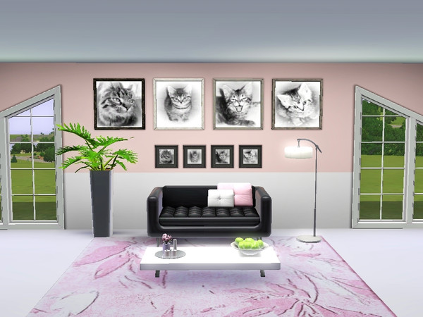 Sims 3 — CATZ by Prickly_Hedgehog — A set with 4 cat pictures in two varieties The large set is 4 pictures in one file
