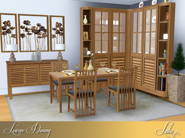 Sims 3 — Lourve Dining  by Lulu265 — A wood Dining room with modular corner unit , use the 2 together or alone to create