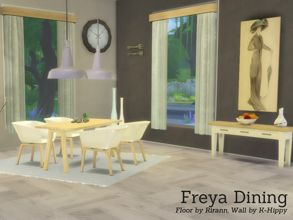 Sims 4 — Freya Dining by Angela — Freya Dining Room. A new diningroom for your Sims4 game. The set contains the