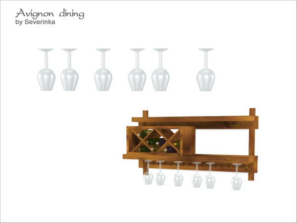 Sims 4 — [Avignon dining] Dangling glasses by Severinka_ — Dangling glasses a set of 'Avignon dining' for Wall wine shelf