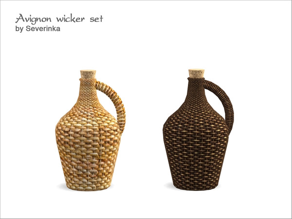 Sims 4 — [Avignon] Wicker wine bottle 01 by Severinka_ — Wicker wine bottle with handle addition to the set of 'Avignon