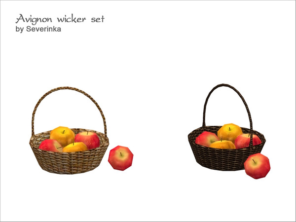Sims 4 — [Avignon] Wicker basket with apples by Severinka_ — Wicker basket with apples addition to the set of 'Avignon