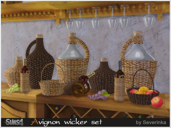 Sims 4 — Avignon wicker set by Severinka_ — Set of decorative items to decorate the kitchen or dining room in a rustic