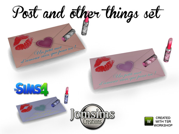 Sims 4 — post and other things letter with lipstick by jomsims — post and other things letter with lipstick