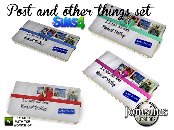 Sims 4 — post and other things letters with ribbon by jomsims — post and other things letters with ribbon