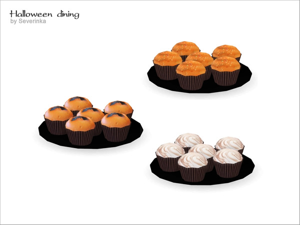Sims 4 — Halloween dining - Cakes on a plate by Severinka_ — Cakes on a plate A set of 'Halloween' 3 colors