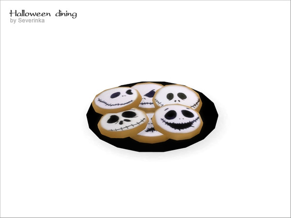Sims 4 — Halloween dining - Cookies on a plate by Severinka_ — Cookies 'Jack' on a plate A set of 'Halloween' 1 color