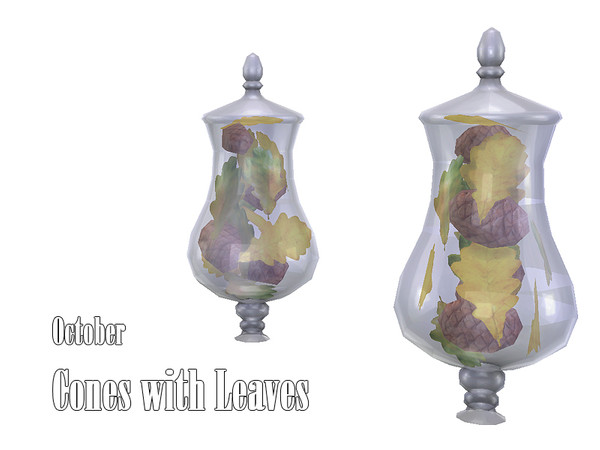 Sims 4 — October Cones and Leaves by Kiolometro — North warm furniture. Fur is combined with Hallowe'en decorations.