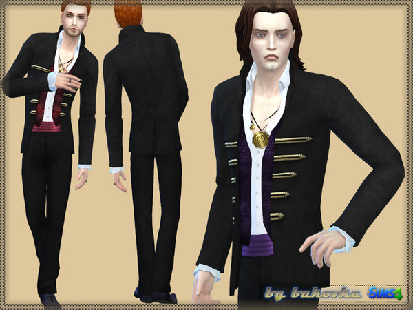 Sims 4 — Set Vampire by bukovka — Set a vampire: a jacket and pants for men. Install a separate slot. 4 types of