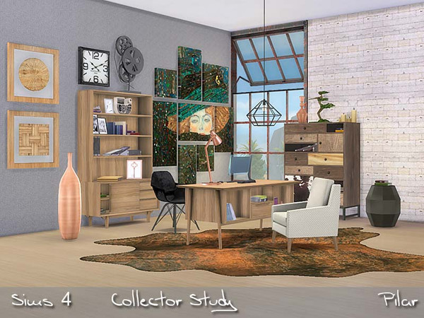 Sims 4 — Collector Study by Pilar — Mix of styles, modern furniture with a vintage note Window