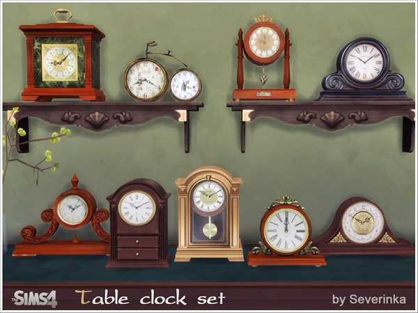 Sims 4 — Table classic clocks by Severinka_ — Set table (Mantel) clock in a classic style. The set includes 9 objects