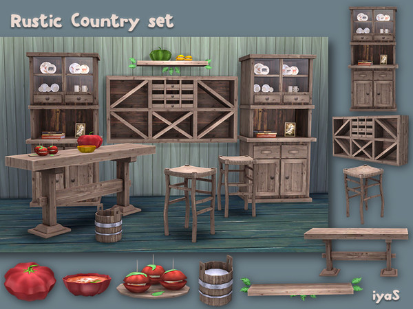 Sims 4 — Rustic Country Set  by soloriya — Rustic furniture is employing sticks, twigs or logs for a natural look,