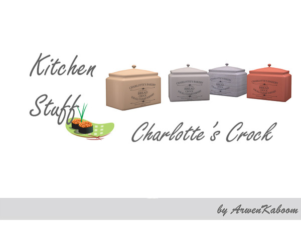 Sims 4 — Kitchen Stuff - Charlotte's Crock by ArwenKaboom — Decorative ceramic kitchen container that gives a little hint