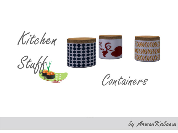 Sims 4 — Kitchen Stuff - Containers by ArwenKaboom — Decorative kitchen containers in three recolors. 