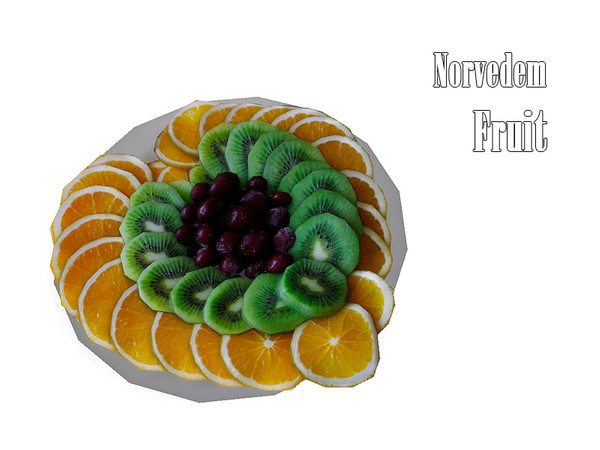 Sims 4 — Norvedem Fruit by Kiolometro — Set for outdoor feasts and home gatherings. Lots of snacks and pleasant decor