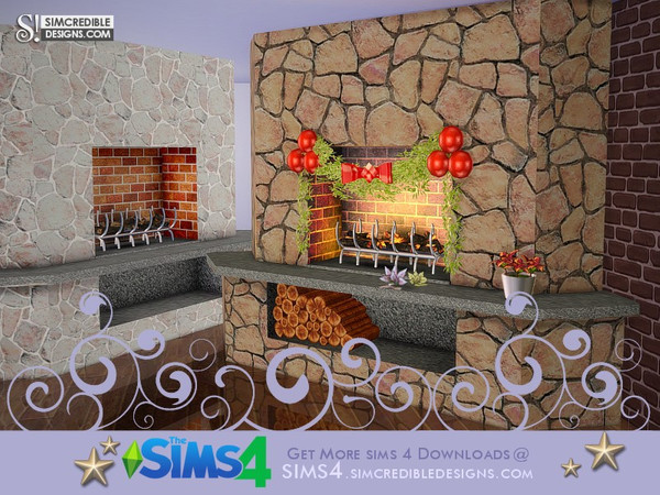 Sims 4 — Cheers Fireplace by SIMcredible! — by SIMcredibledesigns.com available at TSR __________________ * 3 colors