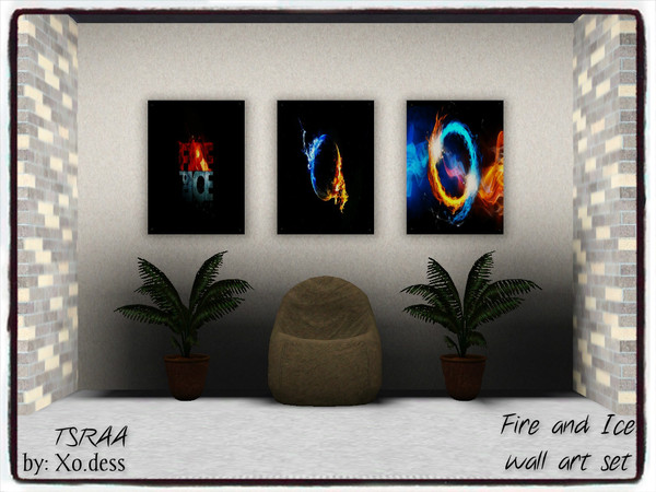 Sims 3 — Fire and Ice_SET1. by Xodess — In this wall art set you'll find three single paintings, based off Fire and Ice.