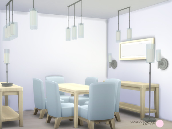 Sims 4 — Glassco Lamp Set by DOT — Glassco Lamp Set. Modern and Contemporary Glass Lighting with an accent on hardware.