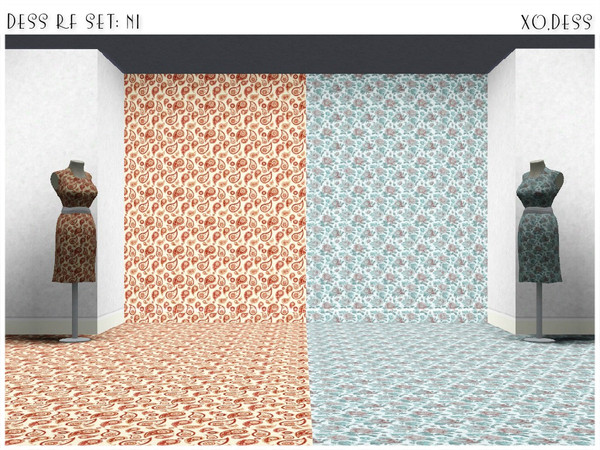 Sims 3 — Dess_RF_SET. N1 by Xodess — This set consists of two Retro Floral patterns... How to find them in game: After