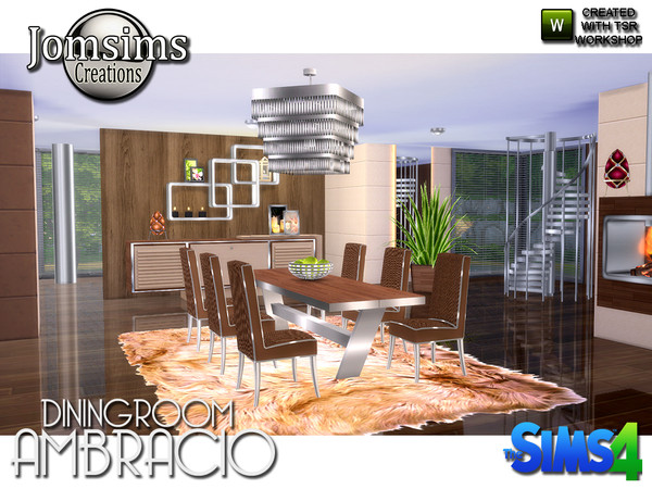 Sims 4 — Ambracio dining room by jomsims — For this new dining room, modernity and comfort are in order. in 3 or 4 colors