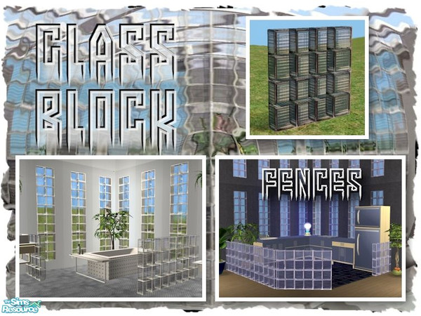 Sims 2 — Glass Block Wall (Black Glass) by Cyclonesue — Make glass block walls the easy way - with a fence in black