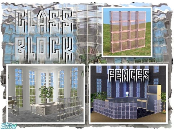 Sims 2 — Glass Block Wall (Rose Glass) by Cyclonesue — Make glass block walls the easy way - with a fence in pink glass!