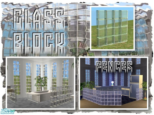 Sims 2 — Glass Block Wall (Green Glass) by Cyclonesue — Make glass block walls the easy way - with a fence in green