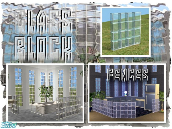 Sims 2 — Glass Block Wall (Aqua Glass) by Cyclonesue — Make glass block walls the easy way - with a fence in blue glass!